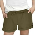 thumbnail image 1 of Girls Cotton Fashion Shorts New Girls Shorts Casual with Pockets Drawstring Elastic Waist Kids Plus Size Beach Vacation Summer Short Pants Army Green 160, 1 of 7