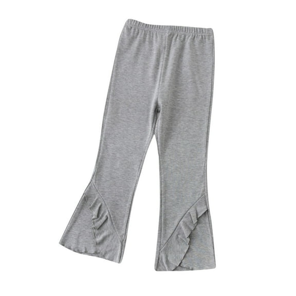 Girls Cotton Flare Leggings Elastic Waist Ruffle Bell Bottoms Pants Stretchy Bootcut Yoga Pants Full Length Legging Trousers