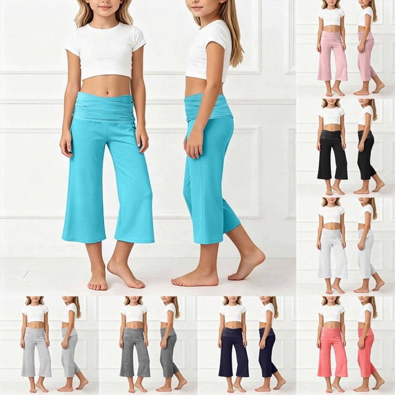 Girls Cotton Fleece Lined Leggings Thick Thermal Pants Kids Basic Full Length Tights Winter Warm Clothes(Orange,5-6 Years)