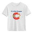 thumbnail image 1 of Girls Cotton Graphic T-Shirt | C is for Crayon Alphabet Educational Top | Soft Kids Shirt for Girls | Sizes 4-10 White,Size 4 T, 1 of 9