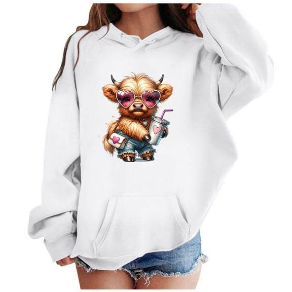 Girls Fall Winter Hoodies Multiple Sizes Cute Pattern Print Graphic Hoodies Preppy Trendy Sweatshirt Sweatshirt Sweatshirts for Women Loose Fit