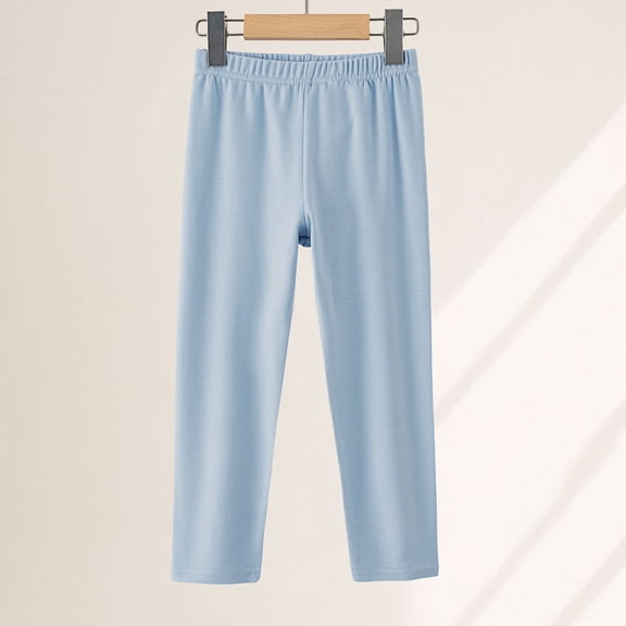 Girls Cotton Leggings Elastic Waist - Breathable & Ultra Soft Kids Leggings for Everyday, Playwear, School - Blue - Sizes 110-170 (4-12 Years),Size 3-4T