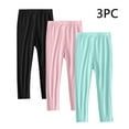 thumbnail image 1 of Girls Cotton Leggings Full Length Solid Pants Pack of 3,Dance Running Yoga Pants Workout Active Dance Tights Pink 3-4 Years, 1 of 7