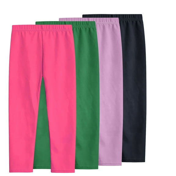 Girls Cotton Leggings Yoga Pants Youth Athletic Dance Running Active Tights 4 Pack Stretchy Running Yoga Leggings Pants Girl's Lightweight Pants 7Y