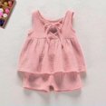 thumbnail image 1 of Girls Cotton Linen Sets Two Piece Lightweight Outfits 6M-4Y Toddlers Kids Sleeveless Tank Tops and Shorts Solid Going-Out Loungewear Set, 1 of 3