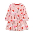 thumbnail image 1 of Girls Cotton Long Sleeve Dress Casual Cartoon Party Dresses Pink B 3-4 Years, 1 of 6