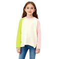 thumbnail image 1 of Girls' Cotton Long Sleeve T-Shirt Color-Block Drop Shoulder Crew Neck Shirt Spring & Autumn Casual Fashion Shirt (3-14 Years), 1 of 9