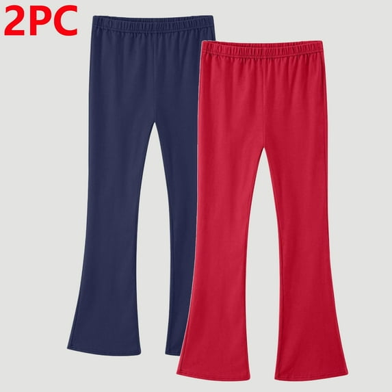 Girls Cotton Pants New 2PCS Girls Flare Leggings Cute Kids Bottom with Elastic Waist Yoga Pants Winter Outfits Trendy Teen Clothes Clear 5 Years