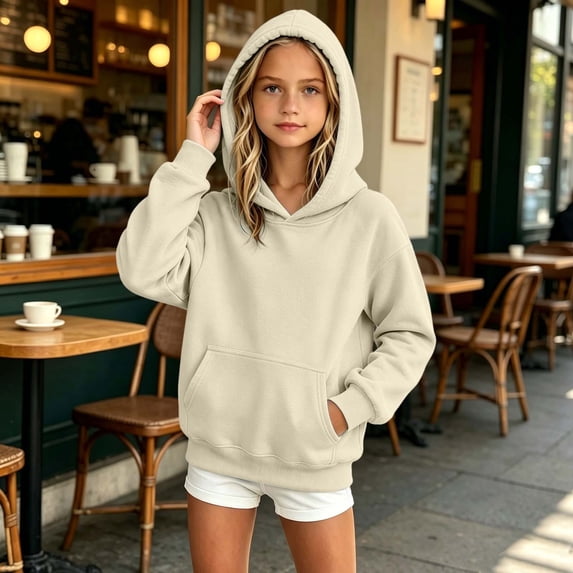 NEBWOAK Toddler Girls Cotton Pullover Hoodie Solid Oversized Long Sleeve Sweatshirt,Size 4-5 T