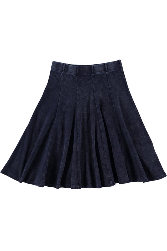 Girls Cotton Rib Stonewash Panel Skirt