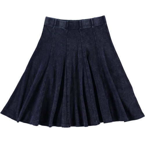 Girls Cotton Rib Stonewash Panel Skirt