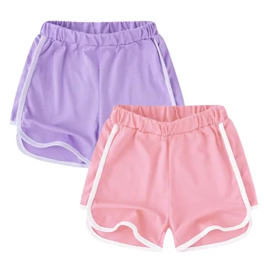 Girls Cotton Shorts Athletic - Summer Sports Running Shorts Pink/Purple 2 Pack Casual Wear Dancing 2-12 Years Girls Gym Shorts