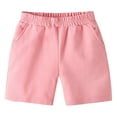 thumbnail image 1 of Girls Cotton Shorts New Toddler Boys Girls Cotton Pull on Shorts Baby Solid Color Summer Sport Active Shorts Beach Shorts Pocket Pants Pinky 100, 1 of 5