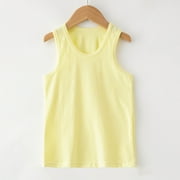 SEROYE Girls Cotton Sleeveless Tank Top Soft Stretch Scoop Neck Summer Basic Undershirts Tank Camisole, 1T-10T (1 Years, Yellow)