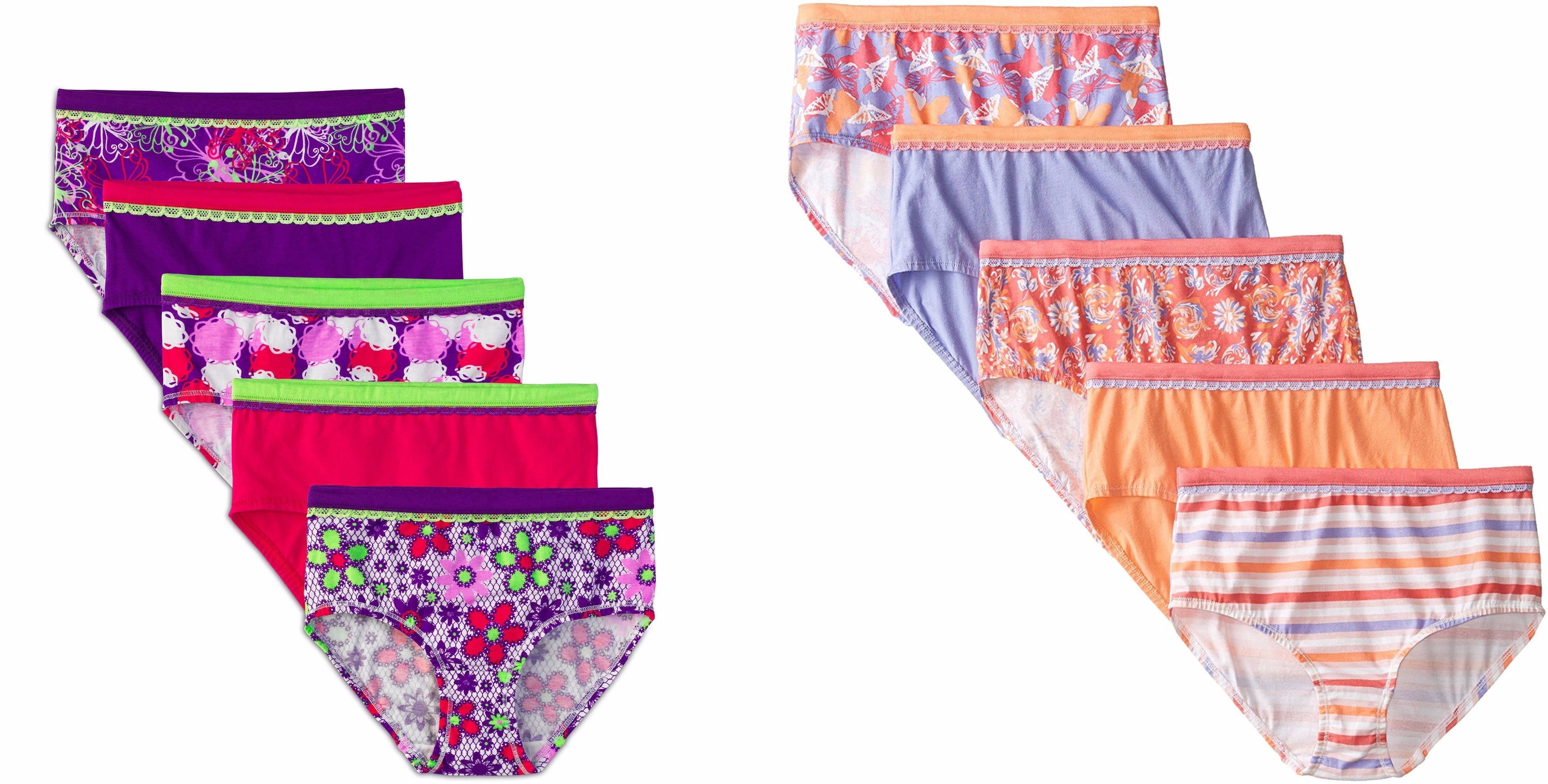 Girls' Cotton Stretch Brief Panties, 5 Pack Assortment May Vary - image 1 of 3