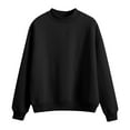 thumbnail image 1 of Girls' Cotton Sweatshirts No Hood Oversized Mock Crew Neck Plain Pullover Dropped Long Sleeve Fall Tops, Black 13 Years, 1 of 7
