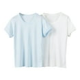 thumbnail image 1 of Girls Cotton T-shirts with Bowknot Soft Basic Tees Short Sleeve Breathable Casual Summer Tops Tshirts (1-2 Years, Pink+Blue), 1 of 7