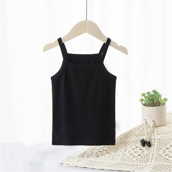 Girls Cotton Tank Tops Sleeveless Spaghetti Strap Cami Top Size 3-14 Teens Kids Casual Solid Pullover Basic Going-Out Undershirts Vests