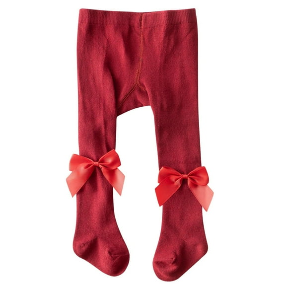 Girls' Cotton Tights with Bow Cute Seamless Footed Leggings Casual Soft Spring & Autumn Leggings for Daily Wear(0-24M)