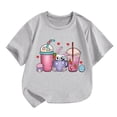 thumbnail image 1 of Girls Cotton Tops Summer Clothes Casual Rabbit Holiday T Shirt Loose Short Sleeve Comfort Graphic Tees Cute Blouses, Gray, 3 Years, 1 of 3