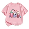 thumbnail image 1 of Girls Cotton Tops Summer Clothes Casual Rabbit Holiday T Shirt Loose Short Sleeve Comfort Graphic Tees Cute Blouses, Pink, 5 Years, 1 of 3