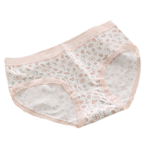 Girls Cotton Underwear Briefs Mid Waist Color Black Comfort Soft Lace Underpants Breathable Sweet Cute Panty, White, XL