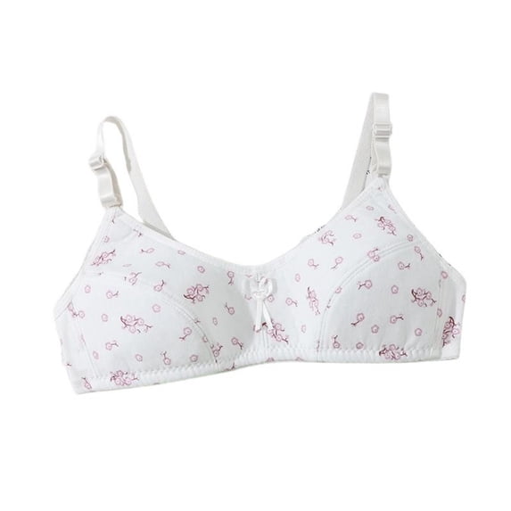 Girls Cotton Wireless Training Bra Ditsy Floral Print Bras Soft Comfortable Bras with Adjustable Strap for 12-16 Years
