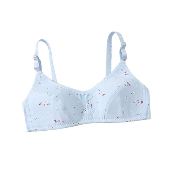 Girls Cotton Wireless Training Bra Ditsy Floral Print Bras Soft Comfortable Bras with Adjustable Strap for 12-16 Years