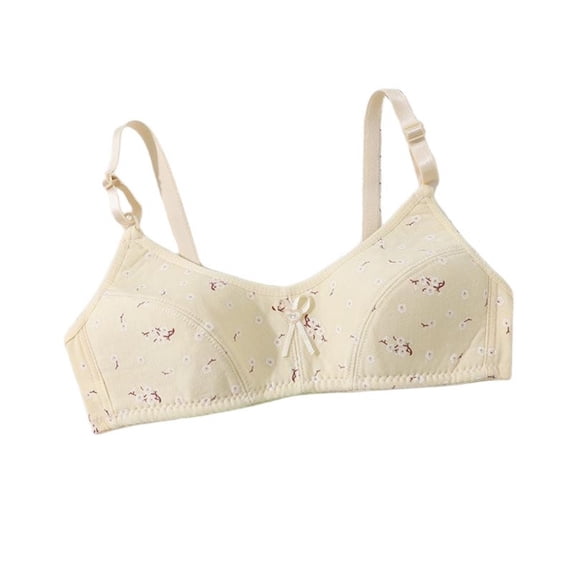 Girls Cotton Wireless Training Bra Ditsy Floral Print Bras Soft Comfortable Bras with Adjustable Strap for 12-16 Years