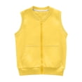 thumbnail image 1 of Girls' Cotton Zip Up Jacket Vest Boys Sleeveless Full Zipper Waistcoat with Pockets, Hoodless/Hoody Outerwear (7 Years, Yellow), 1 of 6