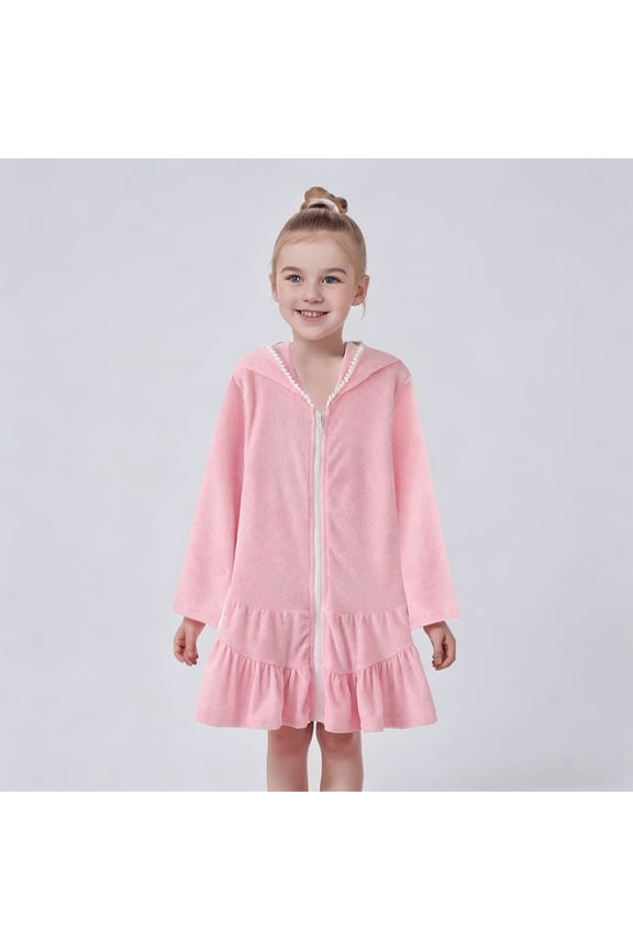 Girls Cover Up Swim Zip Hoodie Long Sleeve Girls Swim Beach Cover Up Cover Up for Girls 1-2 Years