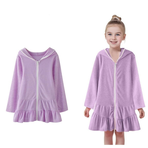 Girls Cover Up Zipper Coverup Hooded Dress Terry Swimsuit Wraps Beach Essentials for Kids 4T