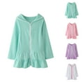 thumbnail image 1 of Girls Cover Ups for Swimwear Girls' Dresses Girls Swim Cover Up Hooded Beach Dress Absorbent Bathrobe Kids Zip Up Bathing Suit for Outdoor Pool Party Summer, 1 of 9