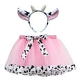 thumbnail image 1 of Girls' Cow Print Tulle Tutu Skirt & Animal Ear Headband Set – Carnival Party Dance Ballet Skirt for Kids (2-8Y), 1 of 3