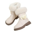 thumbnail image 1 of Girls Cowboy Boots Leather Western Riding Boots for Toddler Little Kid Big Kid with Non Slip, Beige, 1 of 5