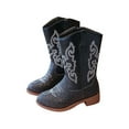 thumbnail image 1 of Girls Cowboy Boots Western Style Pointed Toe Side Zipper Embroidery Design Comfortable Mid Calf Riding Shoes For Kids Daily Casual Outfit, 1 of 6