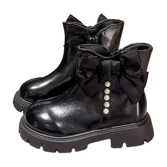 Girls Cowgirl Boots with Side Zipper for Toddler Little Kid Big Kid Comfortable for Play, Black