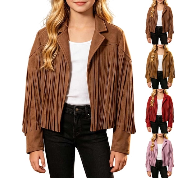 Girls Cowgirl Jacket Long Sleeve Fringe Jacket Girls Cowgirl Halloween Kids Size 5-14 Years
