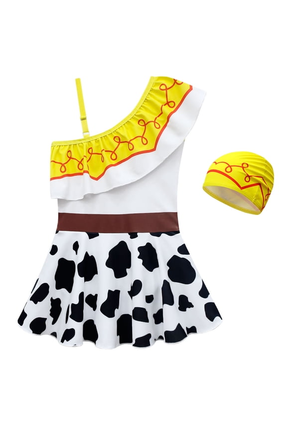 Girls Cowgirl One Piece Swimsuit Princess Bathing Suit Jessie Summer Swimwear