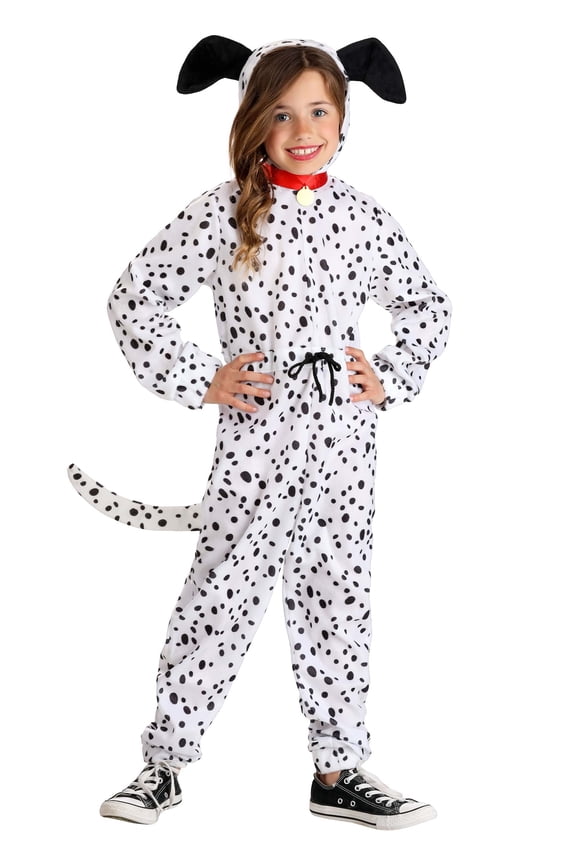 Girls Cozy Dalmatian Jumpsuit Costume