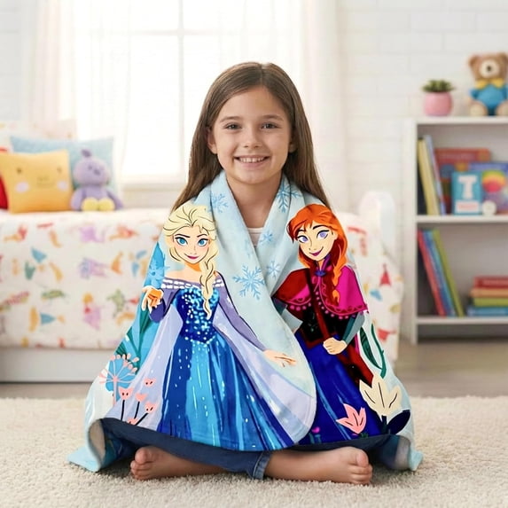 Girls Cozy Fleece Throw Blanket with Extra Soft Fun Design 40" x 60" (Elsa)