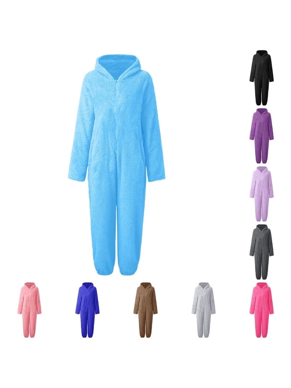 Girls Cozy Hooded Catsuit Romper Warm Winter Pajama for 4-14 Years