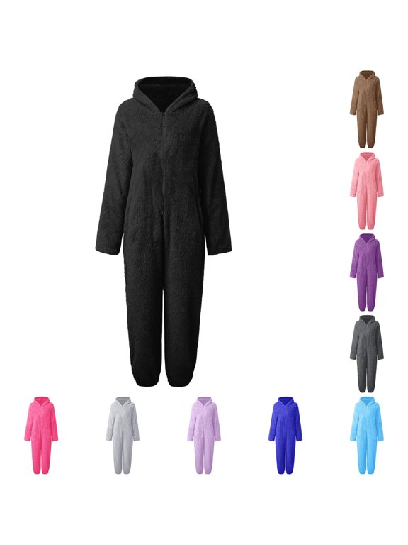 Girls Cozy Hooded Catsuit Romper Warm Winter Pajama for 4-14 Years