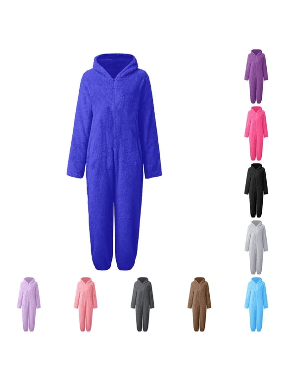 Girls Cozy Hooded Catsuit Romper Warm Winter Pajama for 4-14 Years