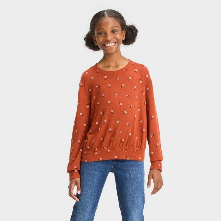 Girls orange sweatshirt best sale
