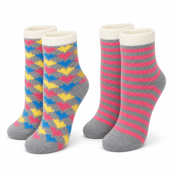 Muk Luks Kids Cozy, Yarn Lining, Whisper Soft, Lightweight Breathable Socks, Sizes Small - Medium