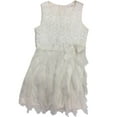 thumbnail image 1 of Girls Cream White Tulle Rose & Ruffle Formal Party Flower Girl Easter Dress, 1 of 1