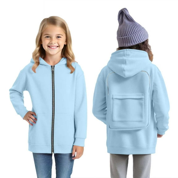 Girls Creative Hoodies Back Pack Hoodies Zip up Hoodie Boys Long Sleeve Lightweight Pullover Tops Sweatshirt Girls Tops Size 4-5 Years for School