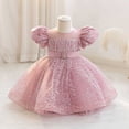 thumbnail image 1 of Girls Crew Neck Embroidered Tulle Pageant Dress Wedding Prom Princess Birthday Party Evening Dance Ball Gown Pink 4-5 Years, 1 of 6