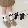 thumbnail image 1 of Girls Crew Socks Cute Puppy Dog Ears Ribbed Knit Mid Calf Sock Soft Cotton Breathable Cartoon Animal Socks*1pc, 1 of 4